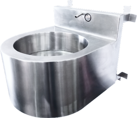 Lavatório de aço inox, com design moderno e funcional para ambientes coletivos e de alto tráfego, oferecendo higiene e durabilidade.